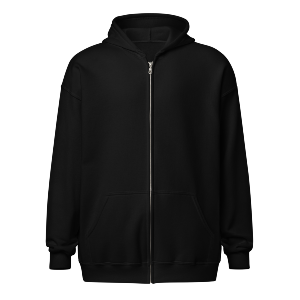 Dunkler Unisex Zip-Hoodie mit Front- & Backprint