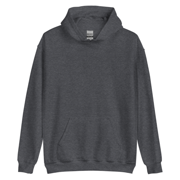 Dunkler Unisex-Kapuzenpullover mit Frontprint