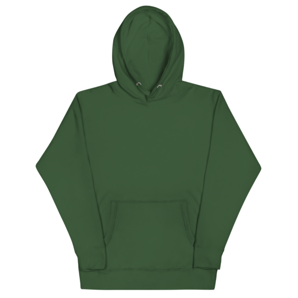 Dunkler Premium Unisex Kapuzenhoodie mit Front- & Backprint