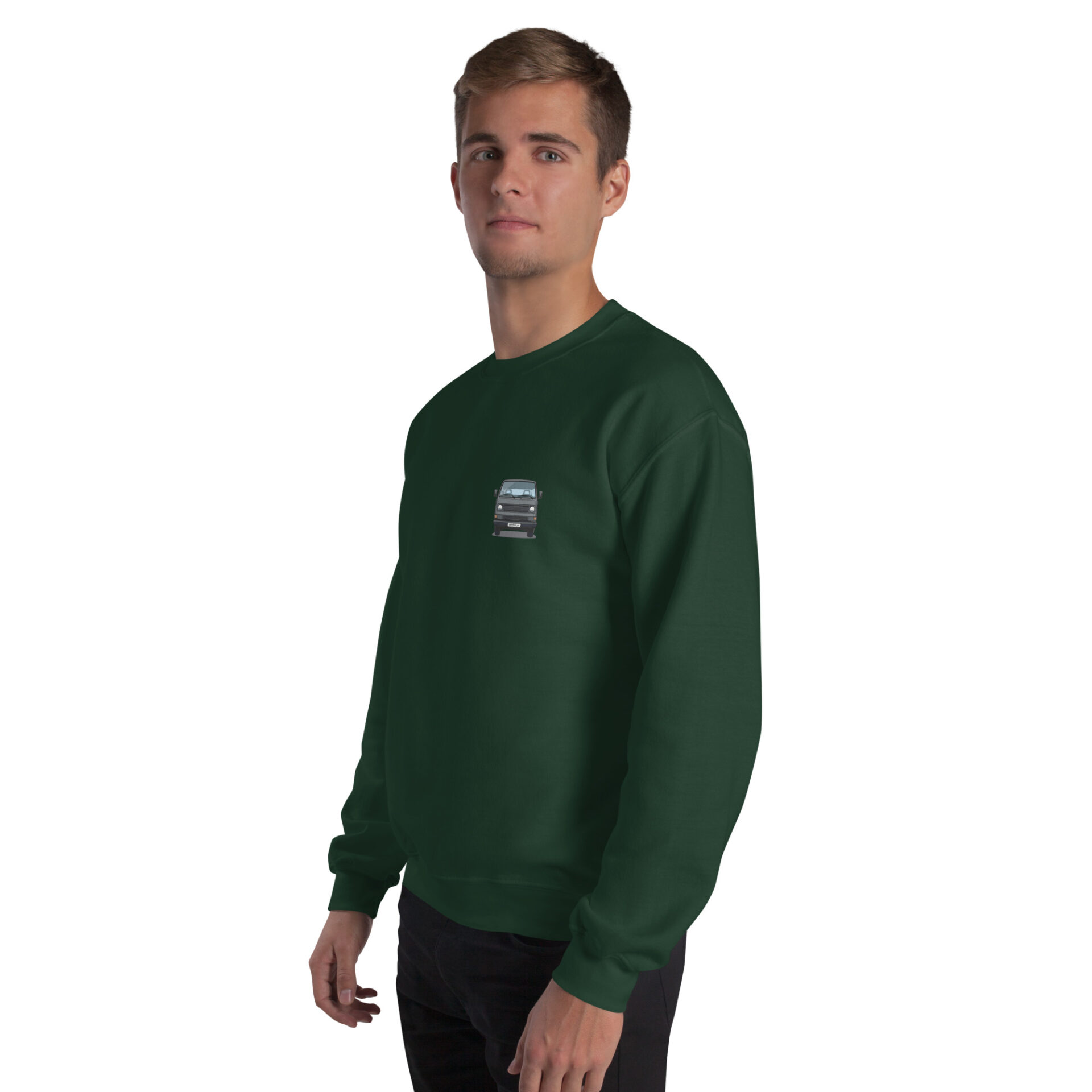 unisex-crew-neck-sweatshirt-forest-green-left-front-6a8ea8b36d58e