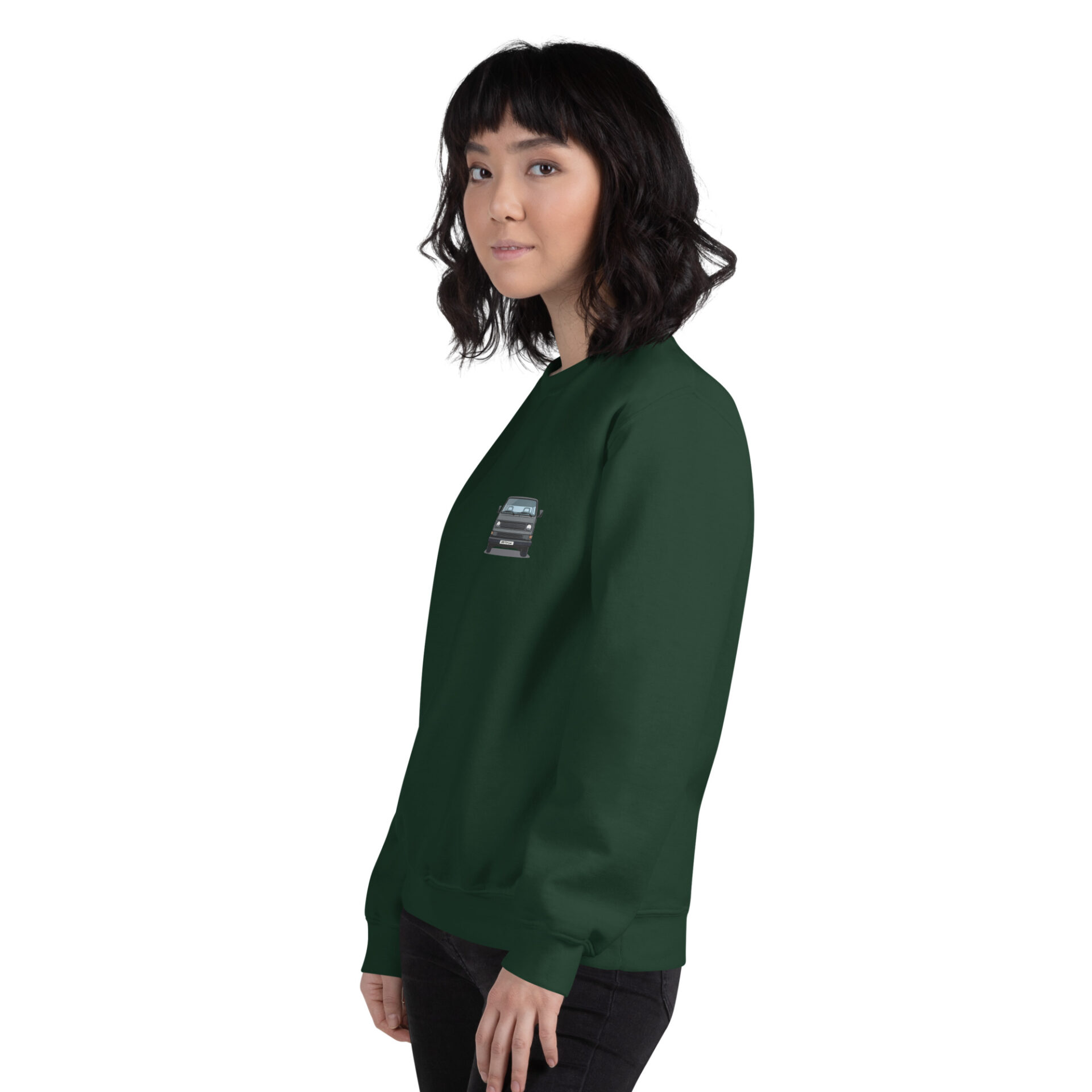unisex-crew-neck-sweatshirt-forest-green-left-front-6a8ea8b36e149