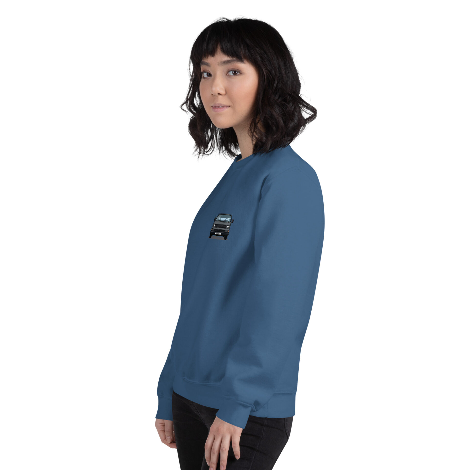 unisex-crew-neck-sweatshirt-indigo-blue-left-front-6a8ea8b36e176