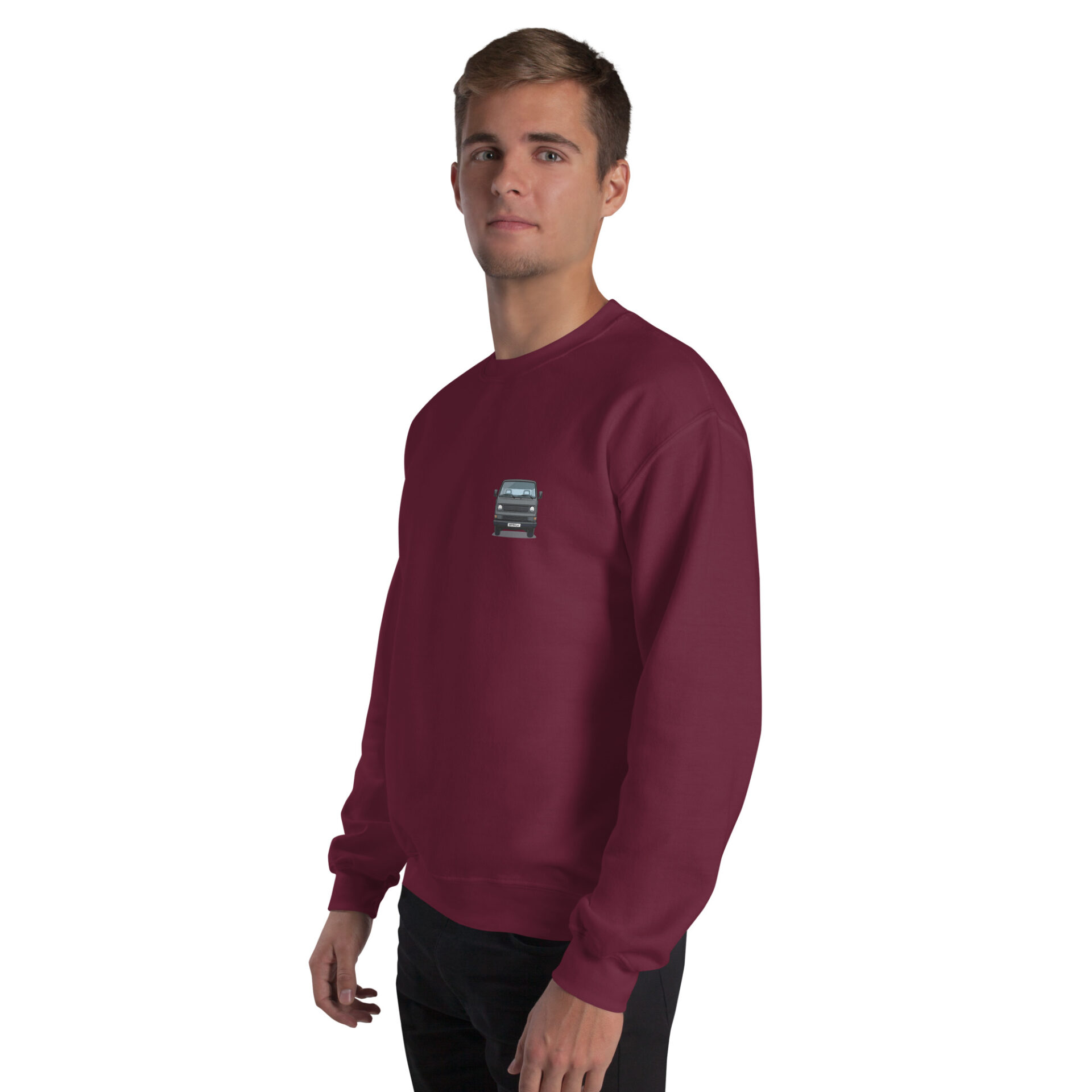 unisex-crew-neck-sweatshirt-maroon-left-front-6a8ea8b36d5ee