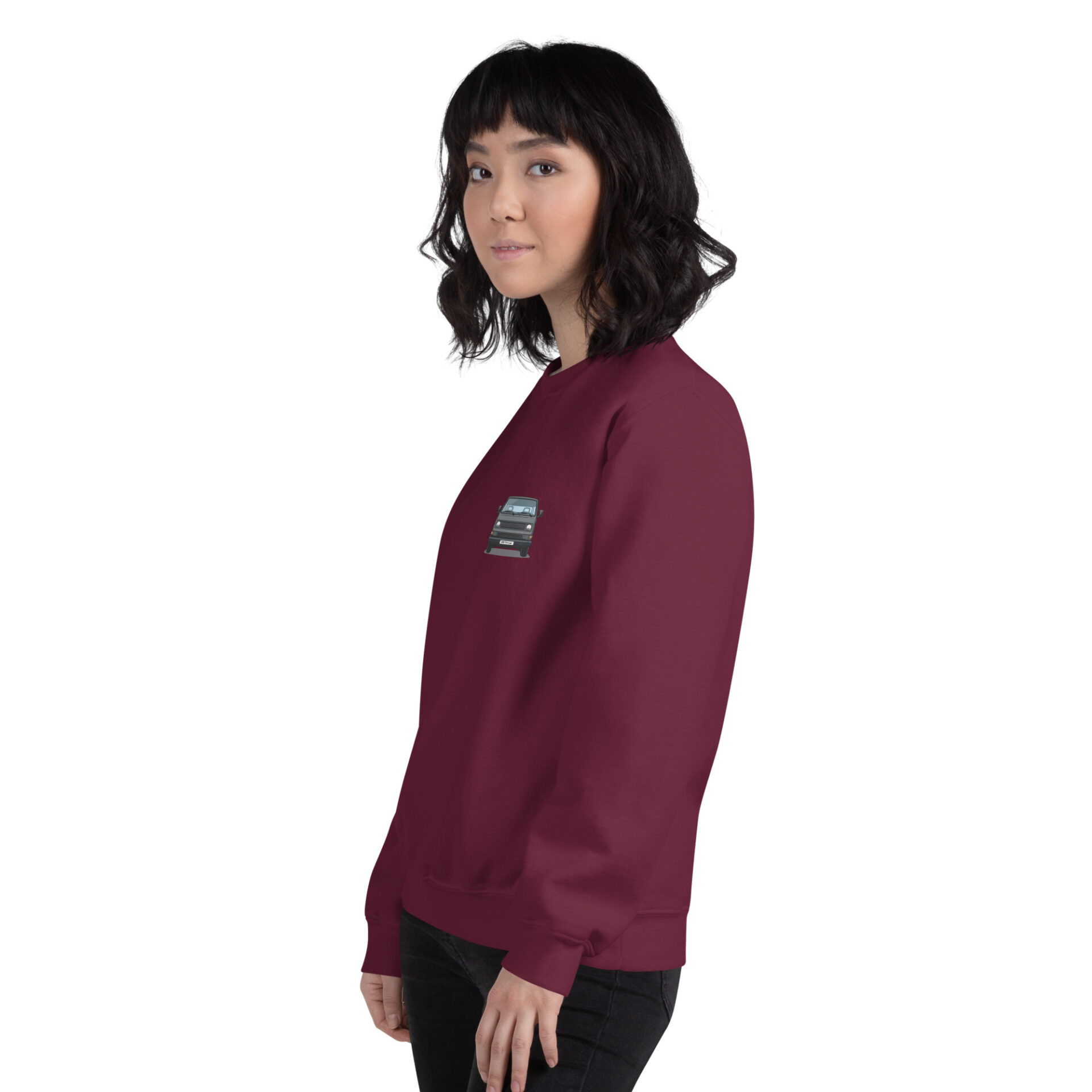 unisex-crew-neck-sweatshirt-maroon-left-front-6a8ea8b36e1a3