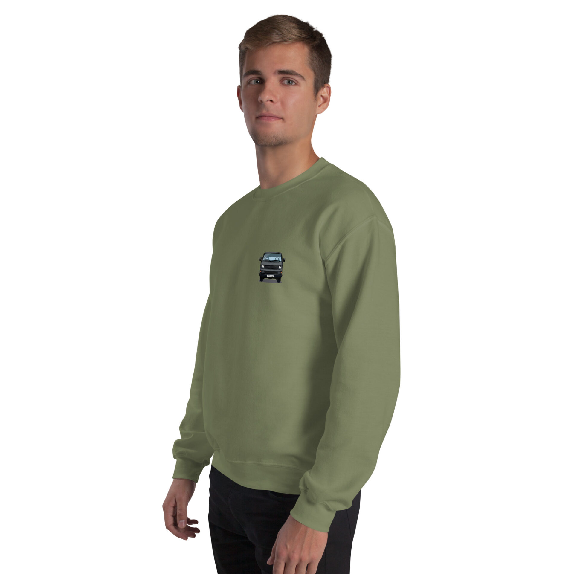 unisex-crew-neck-sweatshirt-military-green-left-front-6a8ea8b36d61d