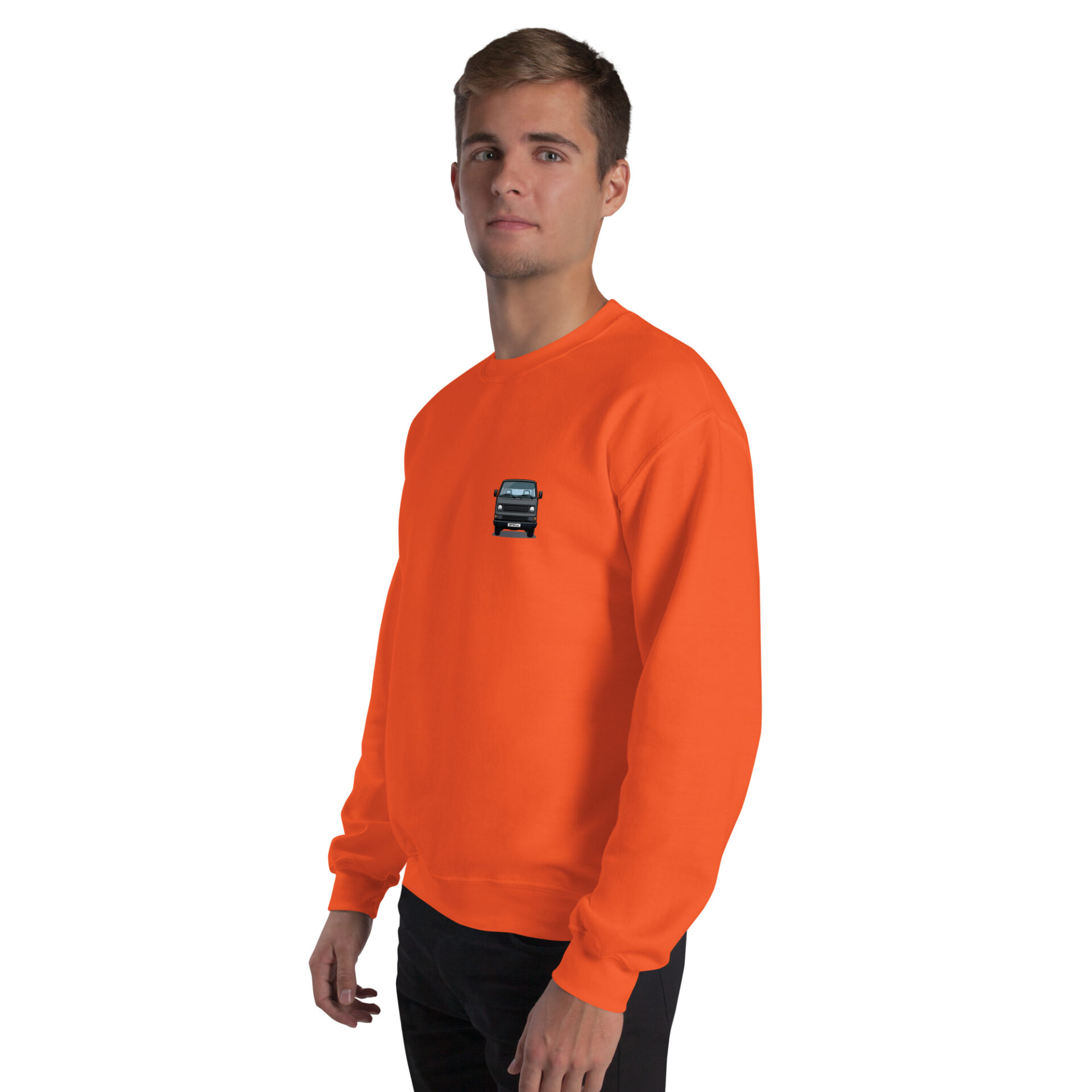 unisex-crew-neck-sweatshirt-orange-left-front-6a8ea8b36d75e