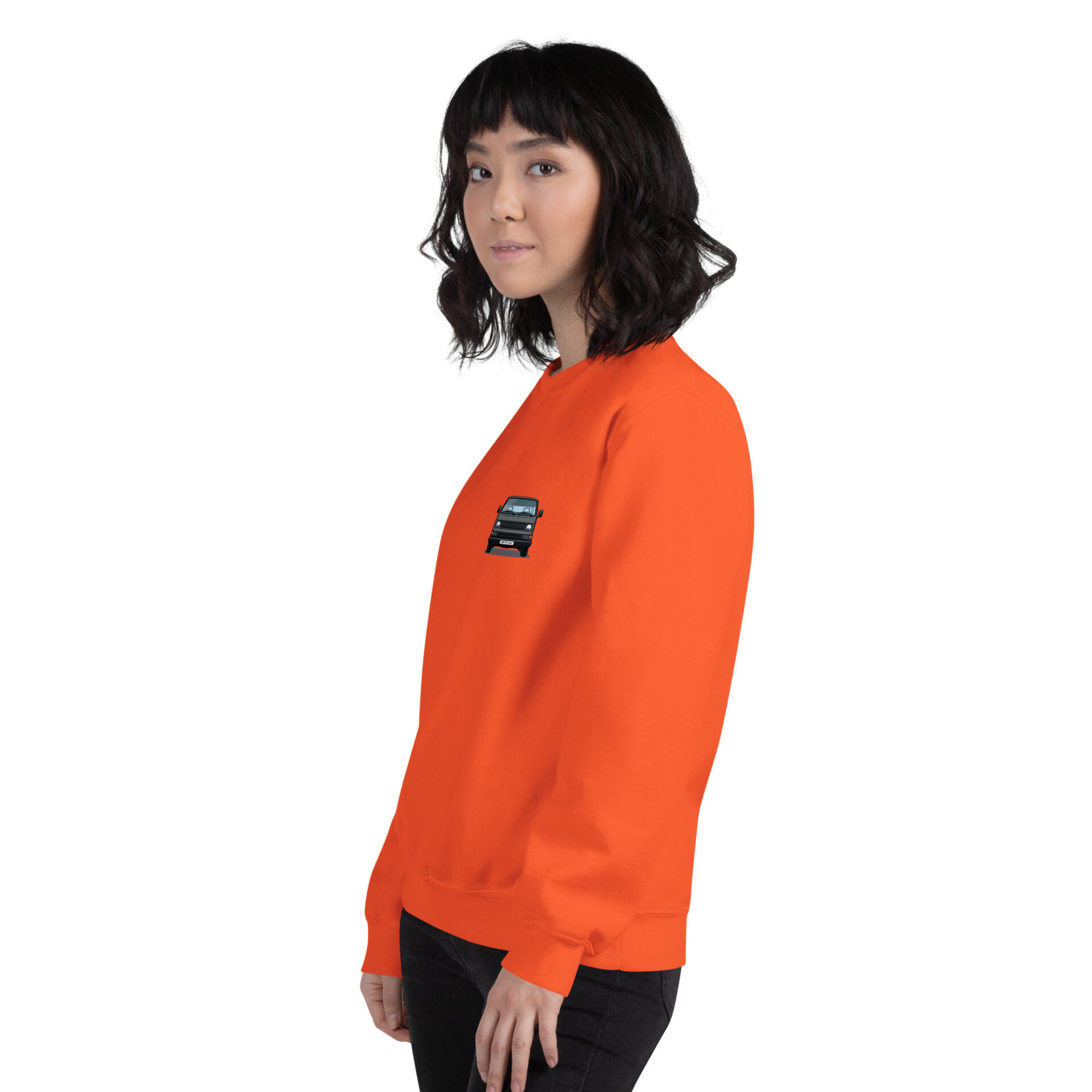 unisex-crew-neck-sweatshirt-orange-left-front-6a8ea8b36e30e
